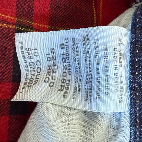 Cabela’s Blue Jeans with Red Plaid Lining, Size 10 Reg, Dark Wash, Used - Picture 9 of 10